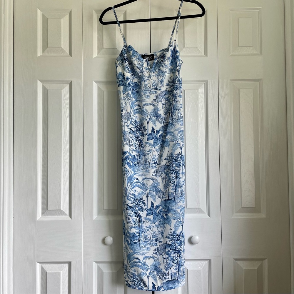 Blue and White Midi Dress